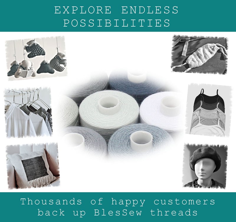 BlesSew Gray Sewing Threads - 10 Large Spools of Polyester Thread for Hand, Quilting & Sewing Machine - Grey Shades Plus Black & White - 1000 Yards Per Spool - Image 5